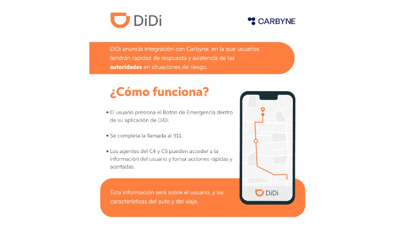 DiDi anuncia integración con Carbyne para ofrecer mayor rapidez de respuesta en situaciones de riesgo